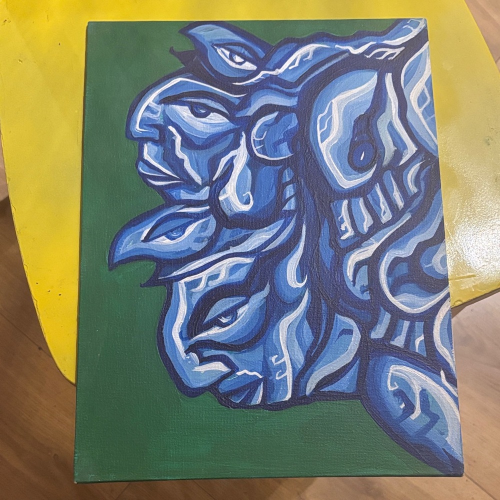 Abstract Blue and Green Canvas Art
